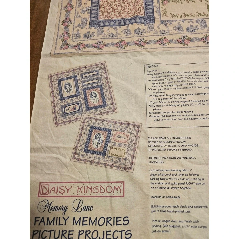Vtg Daisy Kingdom Fabric #3548 Picture Project Panel 1996 USA Floral Blue 34x45